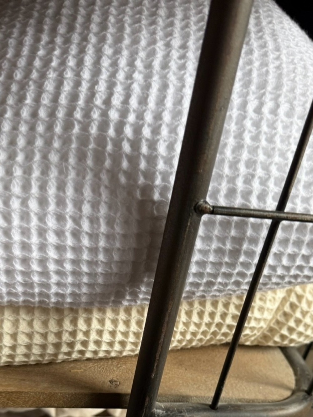 Boll & Branch 100% cotton waffle King size blanket in WHITE - Picture 3 of 3